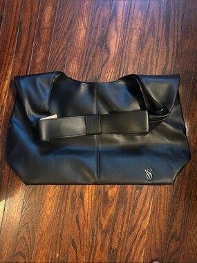 Victoria's Secret Black Duffel Tote with Bow Accent